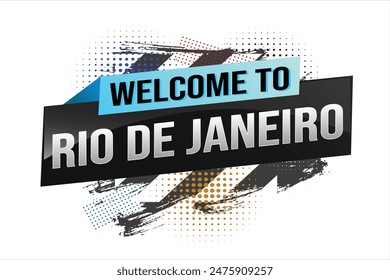 text word welcome to Rio De Janeiro city icon logo poster vector modern design graphic can use banner, flyer, web, study, education, sport event, special promo tour trip vacation holiday

