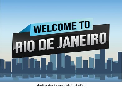 text word welcome to Rio De Janeiro city icon logo poster vector modern design graphic can use banner, flyer, web, study, education, sport event, special promo tour trip vacation holiday

