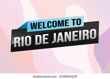 palavra de texto bem-vindo ao Rio de Janeiro ícone da cidade logotipo cartaz vetor design moderno gráfico pode usar banner, folheto, web, estudo, educação, evento esportivo, tour especial férias férias

