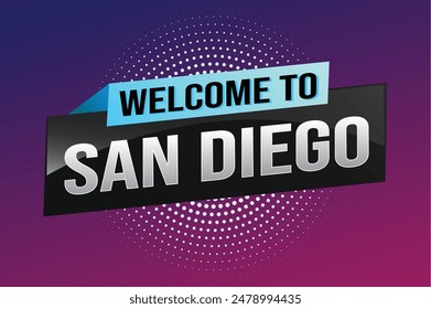 Textwort Willkommen bei San Diego City USA Icon Logo Poster Vektorgrafik Modernes Design Grafik kann Banner, Flyer, Web, Studium, Bildung, Sportveranstaltung, Sonderaktion Tour Urlaub

