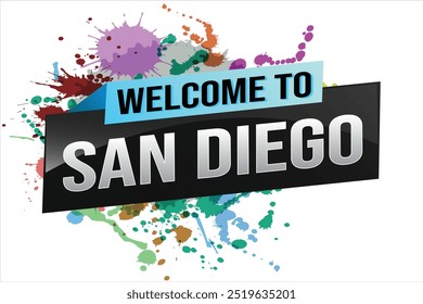 text wort willkommen in San Diego stadt USA symbol logo poster vektor moderne design grafik kann verwenden banner, flyer, web, studie, bildung, sport event, special promo tour trip holiday

