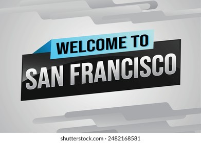 Textwort Willkommen bei SF San Francisco City USA Icon Logo Poster Vektorgrafik Modernes Design Grafik kann Banner, Flyer, Web, Studium, Bildung, Sportveranstaltung, Sonderaktion Tour Urlaub

