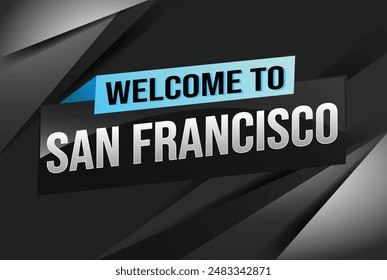 Textwort Willkommen bei SF San Francisco City USA Icon Logo Poster Vektorgrafik Modernes Design Grafik kann Banner, Flyer, Web, Studium, Bildung, Sportveranstaltung, Sonderaktion Tour Urlaub