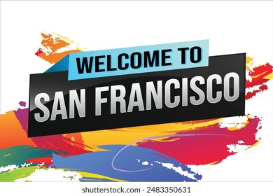 text word welcome to SF San Francisco city USA icon logo poster vector modern design graphic can use banner, flyer, web, study, education, sport event, special promo tour trip vacation holiday