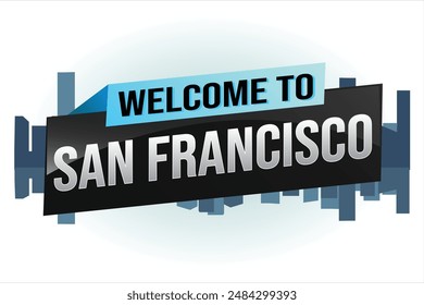 text word welcome to SF San Francisco city USA icon logo poster vector modern design graphic can use banner, flyer, web, study, education, sport event, special promo tour trip vacation holiday