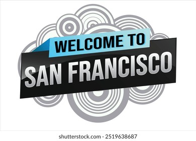 text word welcome to SF San Francisco stadt USA icon logo poster vektor moderne design grafik kann verwenden banner, flyer, web, studie, bildung, sport event, special promo tour trip holiday

