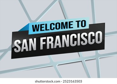 text word welcome to SF San Francisco stadt USA icon logo poster vektor moderne design grafik kann verwenden banner, flyer, web, studie, bildung, sport event, special promo tour trip holiday

