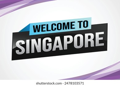 text word welcome to Singapore city icon logo poster vector modern design graphic can use banner, flyer, web, study, education, sport event, special promo tour trip vacation holiday


