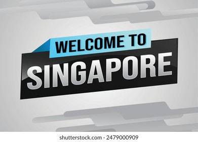 text word welcome to Singapore city icon logo poster vector modern design graphic can use banner, flyer, web, study, education, sport event, special promo tour trip vacation holiday

