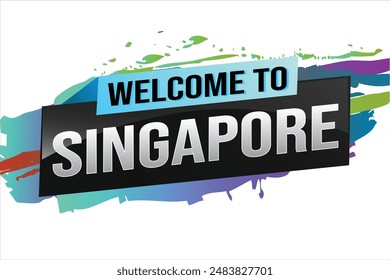 Textwort Willkommen zu Singapur City Icon Logo Poster Vektorgrafik Modernes Design Grafik kann Banner, Flyer, Web, Studium, Bildung, Sportveranstaltung, Sonderaktion Tour Urlaub

