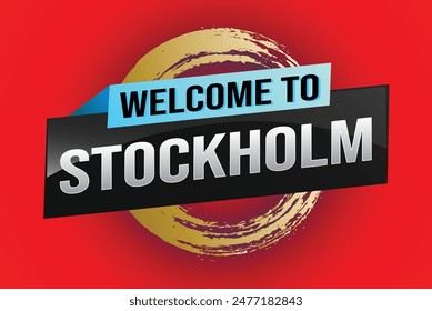 text word welcome to Stockholm city icon logo poster vector modern design graphic can use banner, flyer, web, study, education, sport event, special promo tour trip vacation holiday

