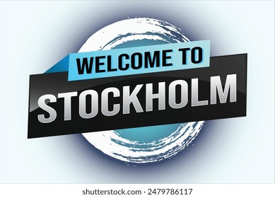 text word welcome to Stockholm city icon logo poster vector modern design graphic can use banner, flyer, web, study, education, sport event, special promo tour trip vacation holiday

