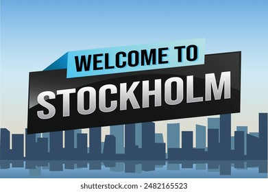 text word welcome to Stockholm city icon logo poster vector modern design graphic can use banner, flyer, web, study, education, sport event, special promo tour trip vacation holiday

