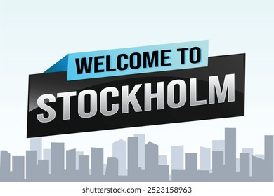 text wort willkommen in Stockholm stadt symbol logo poster vektor modernes design grafik kann verwenden banner, flyer, web, studie, bildung, sport event, spezielle aktion tour reise urlaub

