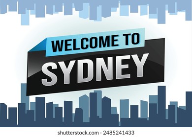 text word welcome to Sydney city icon logo poster vector modern design graphic can use banner, flyer, web, study, education, sport event, special promo tour trip vacation holiday

