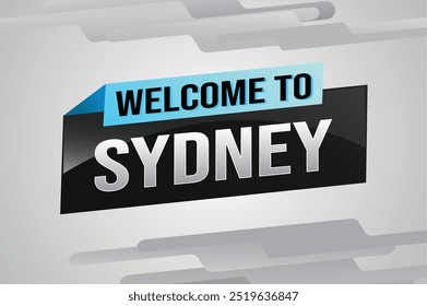 text wort willkommen in Sydney stadt symbol logo poster vektor moderne design grafik kann verwenden banner, flyer, web, studie, bildung, sport event, spezielle aktion tour trip holiday

