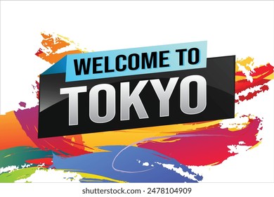 text word welcome to Tokyo city icon logo poster vector modern design graphic can use banner, flyer, web, study, education, sport event, special promo tour trip vacation holiday

