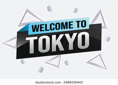 text word welcome to Tokyo city icon logo poster vector modern design graphic can use banner, flyer, web, study, education, sport event, special promo tour trip vacation holiday

