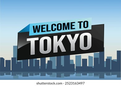 Textwort willkommen in Tokyo Stadt Symbol Logo Poster Vektor modernes Design Grafik kann Banner verwenden, Flyer, Web, Studie, Bildung, Sport-Event, spezielle Promo-Tour Reise Urlaub

