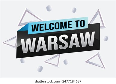 text word welcome to Warsaw city icon logo poster vector modern design graphic can use banner, flyer, web, study, education, sport event, special promo tour trip vacation holiday

