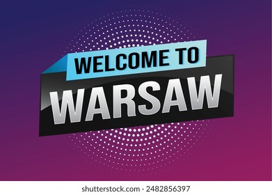 text word welcome to Warsaw city icon logo poster vector modern design graphic can use banner, flyer, web, study, education, sport event, special promo tour trip vacation holiday

