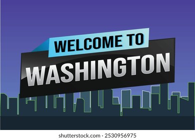 palavra de texto bem-vindo à cidade de Washington DC ícone dos EUA logotipo cartaz vetor design moderno gráfico pode usar banner, folheto, web, estudo, educação, evento, especial promo tour viagem férias férias

