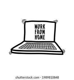 Textarbeit von zu Hause auf Laptop-Bildschirm, Vektorgrafik.