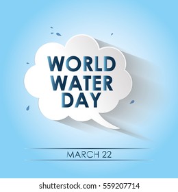 Text world day of water inside a white bubble talk on blue background in degrade