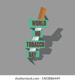 Text World No Tobacco Day Vector Illustration with cigarette 
