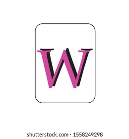 text, W,pink and black color.