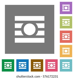 Text wrap around objects flat icons on simple color square backgrounds