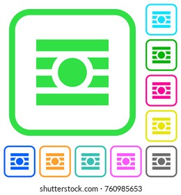 Text wrap around objects vivid colored flat icons in curved borders on white background