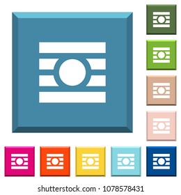 Text wrap around objects white icons on edged square buttons in various trendy colors