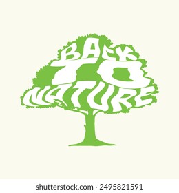 Text wrap tree vector illustration, free stock tree sillhouette. back to nature poster