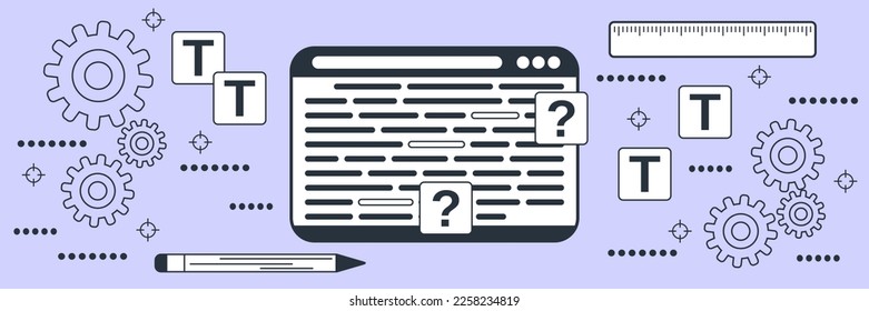 Escritura de texto, edición, derechos de autor, publicación de ilustración de concepto de vector de estilo de contorno plano 