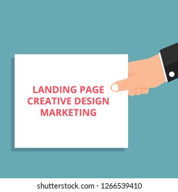 text writing Landing Page Creative Design Marketing. Vector illustration