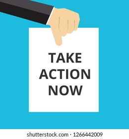 text writing Take Action Now Motivational Call. Vector illustration