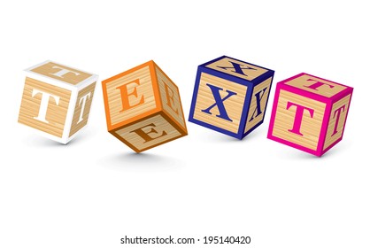 TEXT written with alphabet blocks - vector illustration