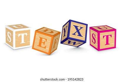 TEXT written with alphabet blocks - vector illustration