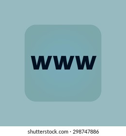 Text WWW in square, on pale blue background
