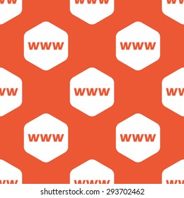 Text WWW in white hexagon, repeated on orange background