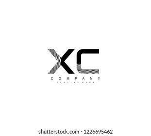 Text XC Letter Monogram with Dots List Pattern Logo Design