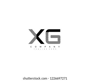 Text XG Letter Monogram with Dots List Pattern Logo Design