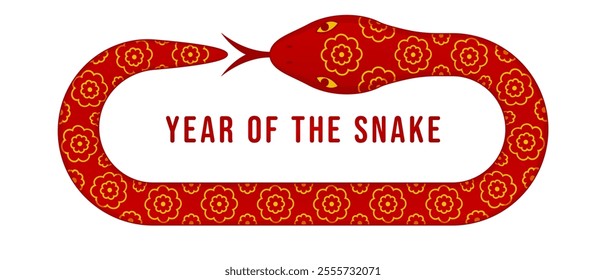 text Year Of The Snake with chinese pattern snake design vector