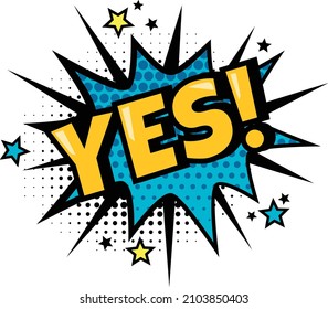 Text yes Sound Comics Pop Art gepunktet. Vektor-yes-Comic-Cartoon-Label, Expression Humor-Illustration