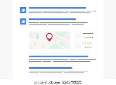 Text-based ads, paid, organic and local search results on search engine results page. Improve online visibility and website ranking.