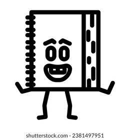 textbook book character line icon vector. textbook book character sign. isolated contour symbol black illustration