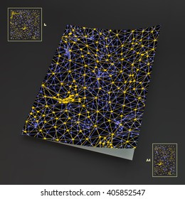 Textbook, Booklet or Notebook Mockup. 3D Grid Background. Vector Illustration.