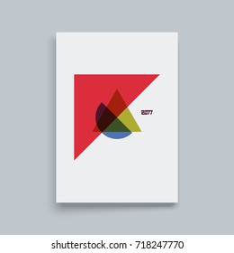 Libro de texto, Folleto o Mockup. Diseño geométrico abstracto. Ilustración vectorial de varios elementos superpuestos.