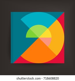 Textbook, Booklet or Notebook Mockup. Abstract geometric design. Vector illustration made of various overlapping elements.